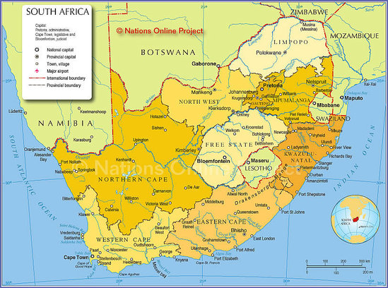 map of central african republic. Political Map of South Africa